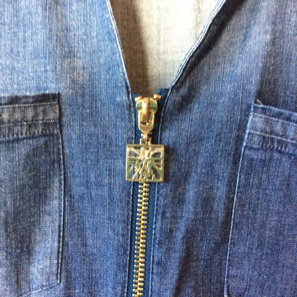 Anne Klein Denim Shirt With Zipper Closure in Front &  3/4 Sleeves Size P/S - Picture 3 of 8